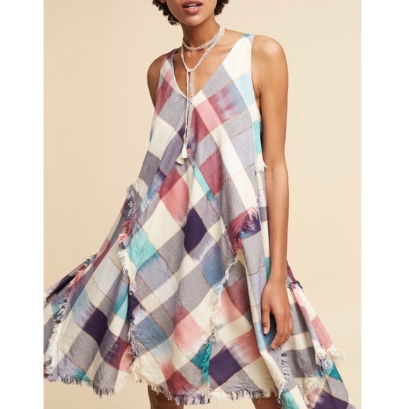 Anthropologie Dresses & Skirts - Anthro Maeve plaid metallic swing fringe dress